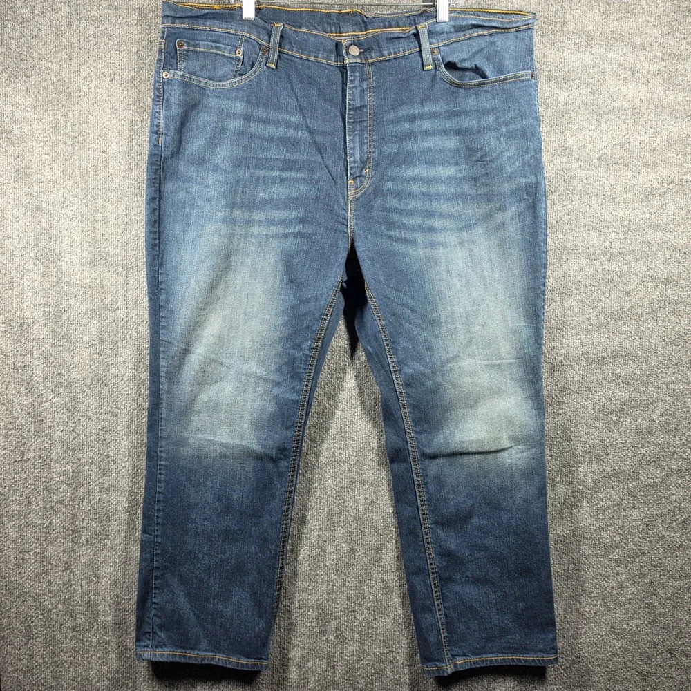 Levis 541 Jeans Mens 46x30 Athletic Taper Medium Wash Whiskering Distressed Jean